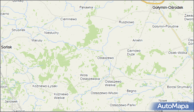 mapa Ostaszewo gmina Sońsk, Ostaszewo gmina Sońsk na mapie Targeo