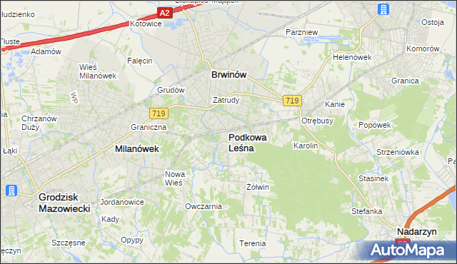 mapa Podkowa Leśna, Podkowa Leśna na mapie Targeo