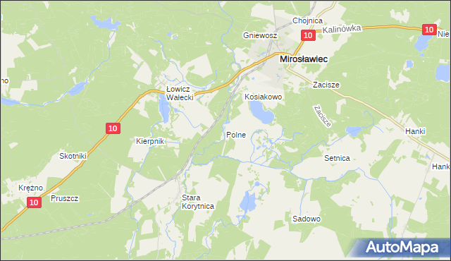 mapa Polne gmina Mirosławiec, Polne gmina Mirosławiec na mapie Targeo