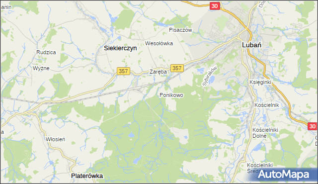 mapa Ponikowo, Ponikowo na mapie Targeo