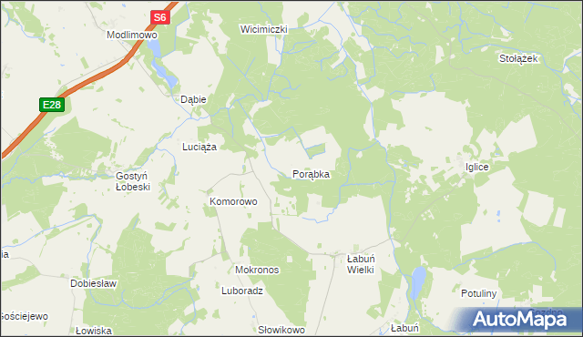 mapa Porąbka gmina Resko, Porąbka gmina Resko na mapie Targeo