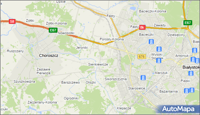 mapa Porosły, Porosły na mapie Targeo