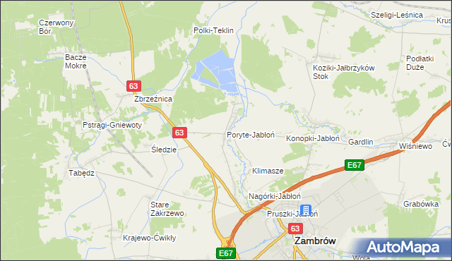 mapa Poryte-Jabłoń, Poryte-Jabłoń na mapie Targeo