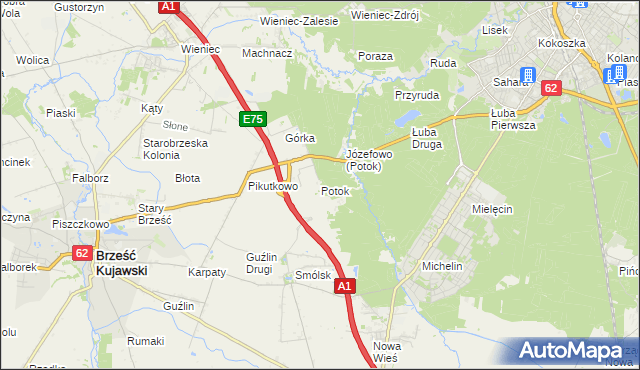 mapa Potok gmina Włocławek, Potok gmina Włocławek na mapie Targeo