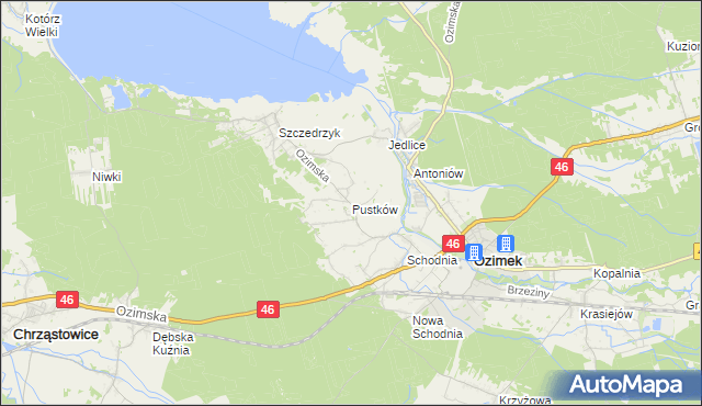 mapa Pustków gmina Ozimek, Pustków gmina Ozimek na mapie Targeo