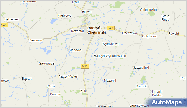 mapa Radzyń-Wybudowanie, Radzyń-Wybudowanie na mapie Targeo