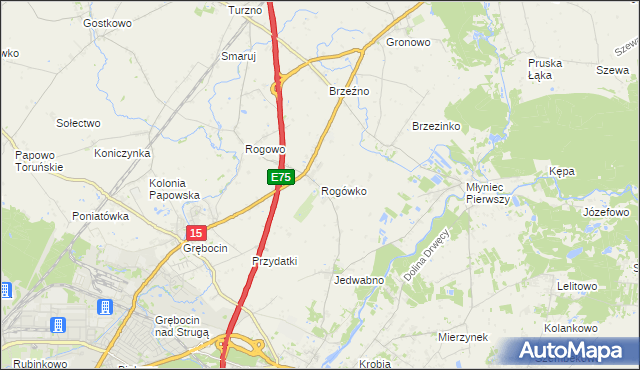 mapa Rogówko gmina Lubicz, Rogówko gmina Lubicz na mapie Targeo