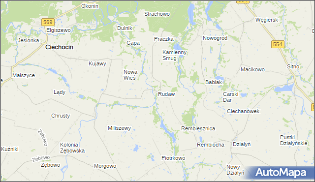 mapa Rudaw, Rudaw na mapie Targeo
