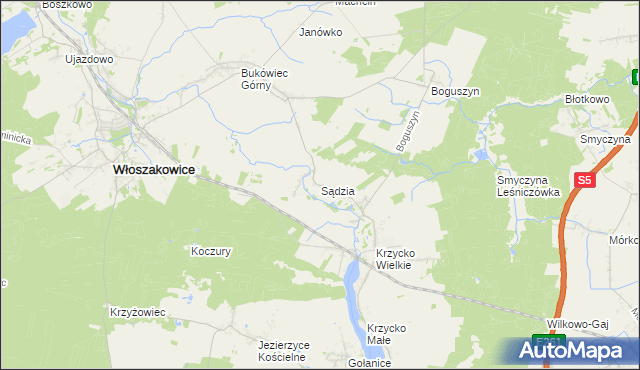 mapa Sądzia, Sądzia na mapie Targeo