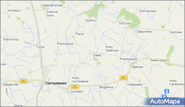 mapa Sielec gmina Żnin, Sielec gmina Żnin na mapie Targeo