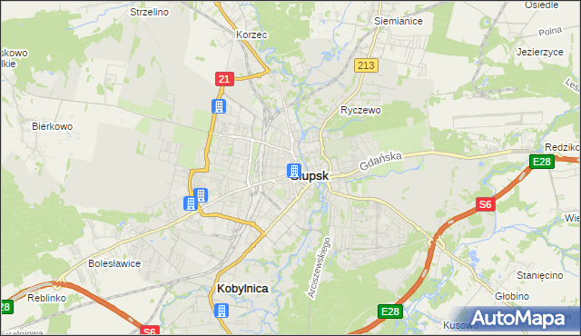 mapa Słupska, Słupsk na mapie Targeo