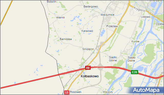 mapa Smolęcin gmina Kołbaskowo, Smolęcin gmina Kołbaskowo na mapie Targeo