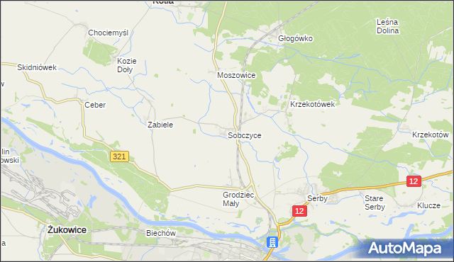 mapa Sobczyce, Sobczyce na mapie Targeo