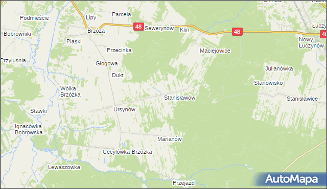 mapa Stanisławów gmina Głowaczów, Stanisławów gmina Głowaczów na mapie Targeo