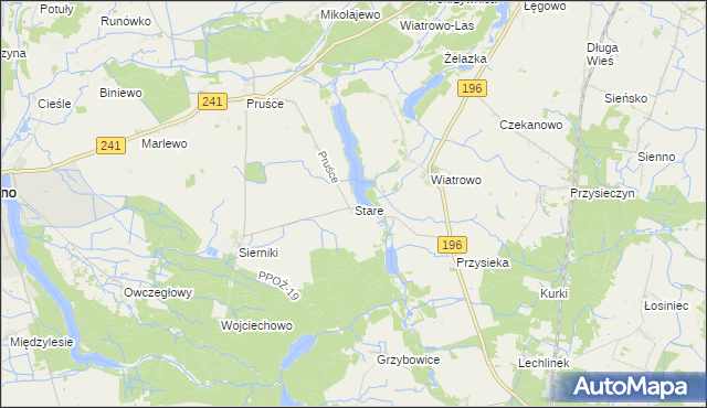 mapa Stare gmina Rogoźno, Stare gmina Rogoźno na mapie Targeo