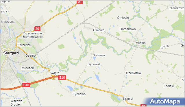 mapa Sułkowo gmina Stargard, Sułkowo gmina Stargard na mapie Targeo