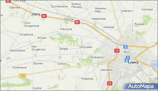 mapa Szczudłów, Szczudłów na mapie Targeo