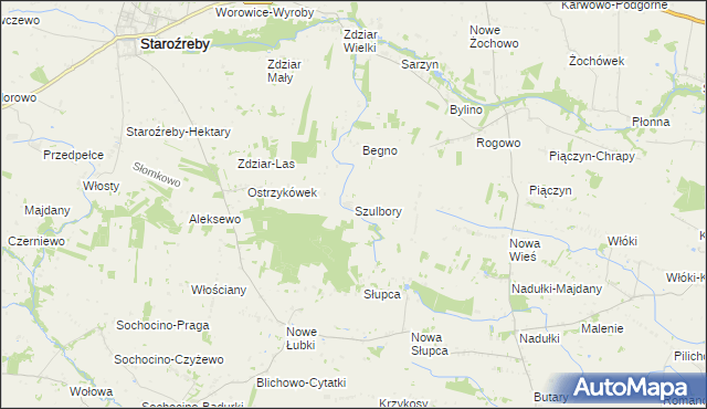 mapa Szulbory, Szulbory na mapie Targeo