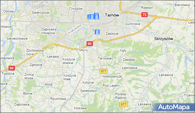 mapa Tarnowiec gmina Tarnów, Tarnowiec gmina Tarnów na mapie Targeo