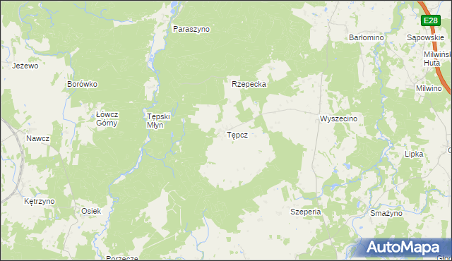 mapa Tępcz, Tępcz na mapie Targeo