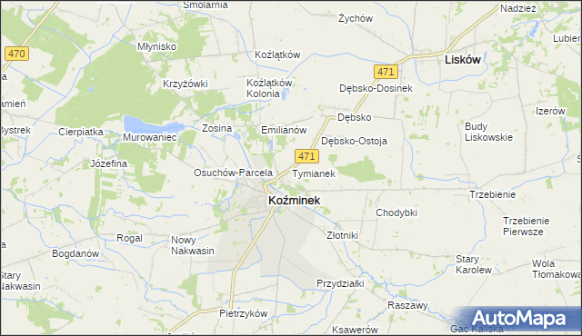 mapa Tymianek, Tymianek na mapie Targeo