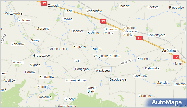 mapa Wągłczew-Kolonia, Wągłczew-Kolonia na mapie Targeo