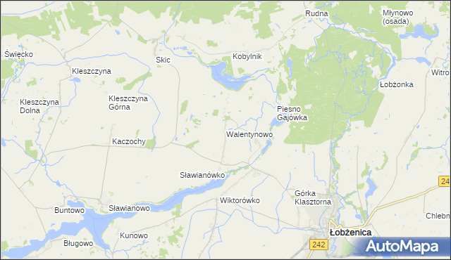 mapa Walentynowo gmina Łobżenica, Walentynowo gmina Łobżenica na mapie Targeo