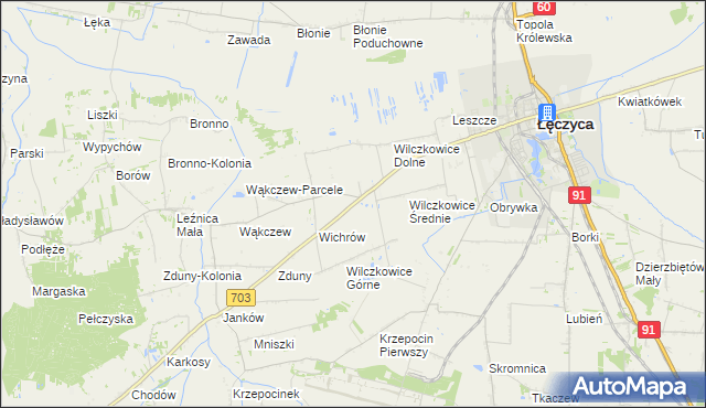 mapa Wilczkowice nad Szosą, Wilczkowice nad Szosą na mapie Targeo