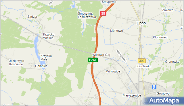 mapa Wilkowo-Gaj, Wilkowo-Gaj na mapie Targeo