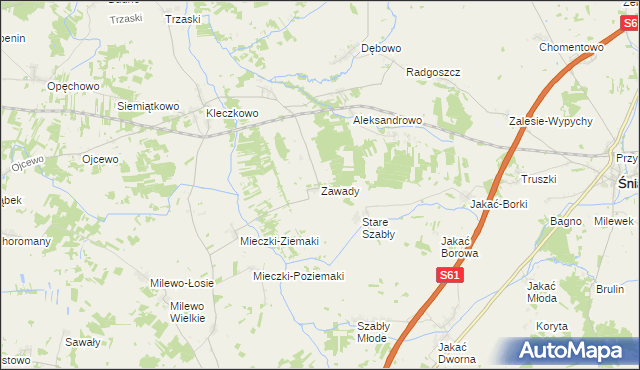 mapa Zawady gmina Troszyn, Zawady gmina Troszyn na mapie Targeo