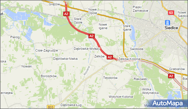 mapa Żelków, Żelków na mapie Targeo