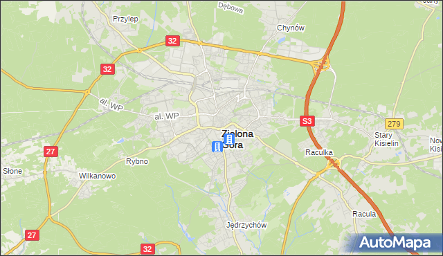 mapa Zielona Góra, Zielona Góra na mapie Targeo