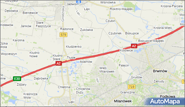 mapa Żuków gmina Grodzisk Mazowiecki, Żuków gmina Grodzisk Mazowiecki na mapie Targeo