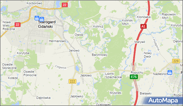 mapa Barchnowy, Barchnowy na mapie Targeo