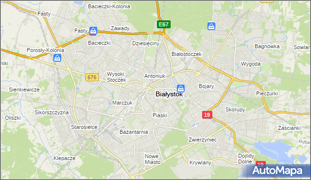 mapa Białegostoku, Białystok na mapie Targeo