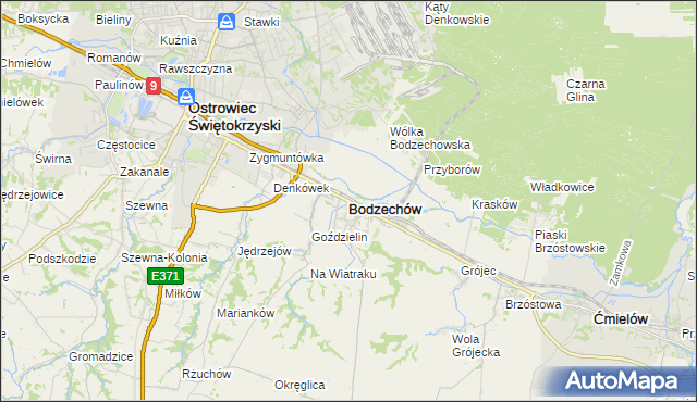 mapa Bodzechów, Bodzechów na mapie Targeo
