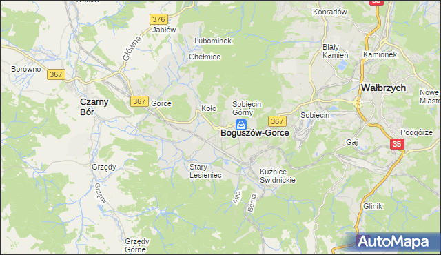 mapa Boguszów-Gorce, Boguszów-Gorce na mapie Targeo