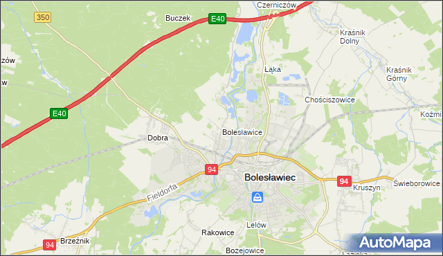 mapa Bolesławice gmina Bolesławiec, Bolesławice gmina Bolesławiec na mapie Targeo