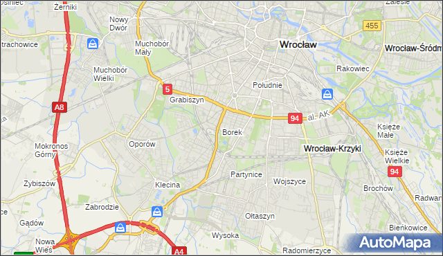 mapa Borek gmina Wrocław, Borek gmina Wrocław na mapie Targeo