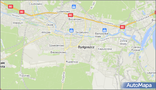 mapa Bydgoszczy, Bydgoszcz na mapie Targeo