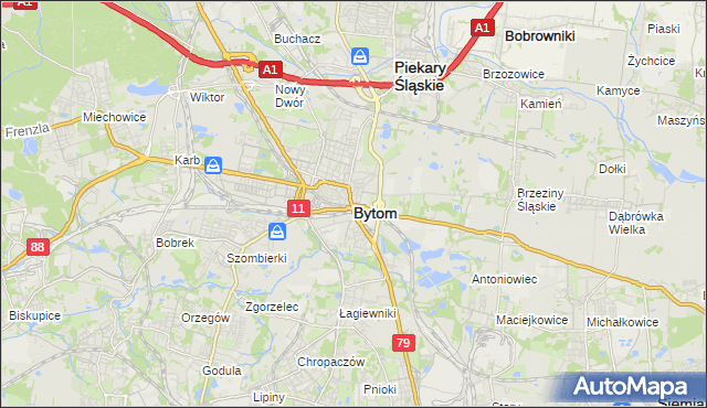 mapa Bytomia, Bytom na mapie Targeo