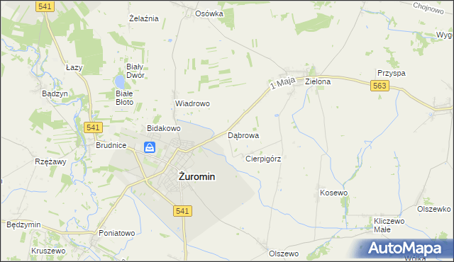 mapa Dąbrowa gmina Żuromin, Dąbrowa gmina Żuromin na mapie Targeo