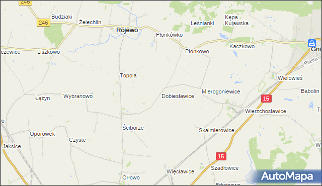 mapa Dobiesławice gmina Rojewo, Dobiesławice gmina Rojewo na mapie Targeo