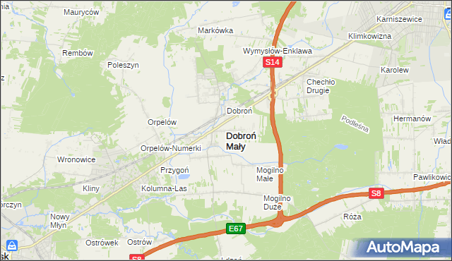 mapa Dobroń Mały, Dobroń Mały na mapie Targeo