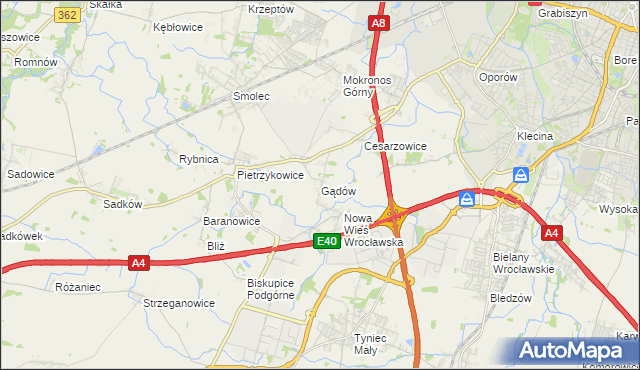 mapa Gądów, Gądów na mapie Targeo