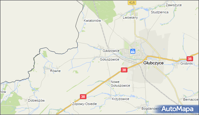 mapa Gołuszowice, Gołuszowice na mapie Targeo