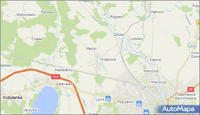 mapa Grzędzice, Grzędzice na mapie Targeo