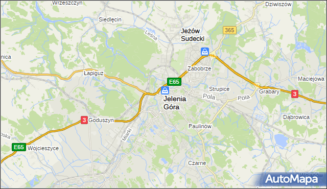 mapa Jelenia Góra, Jelenia Góra na mapie Targeo