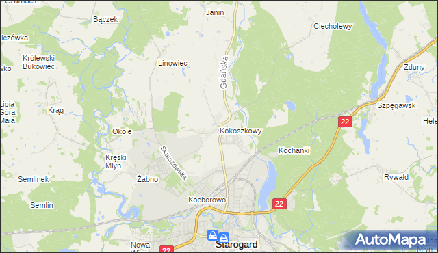 mapa Kokoszkowy, Kokoszkowy na mapie Targeo