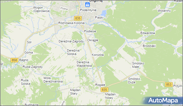 mapa Korczów, Korczów na mapie Targeo